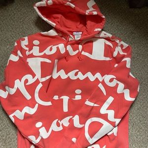 NWOT! Champion red all over print hoodie men’s large